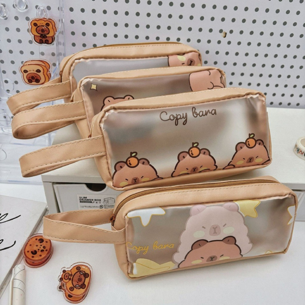 可手提 大容量筆袋 卡皮巴拉透明筆袋 款式隨機-細節圖6