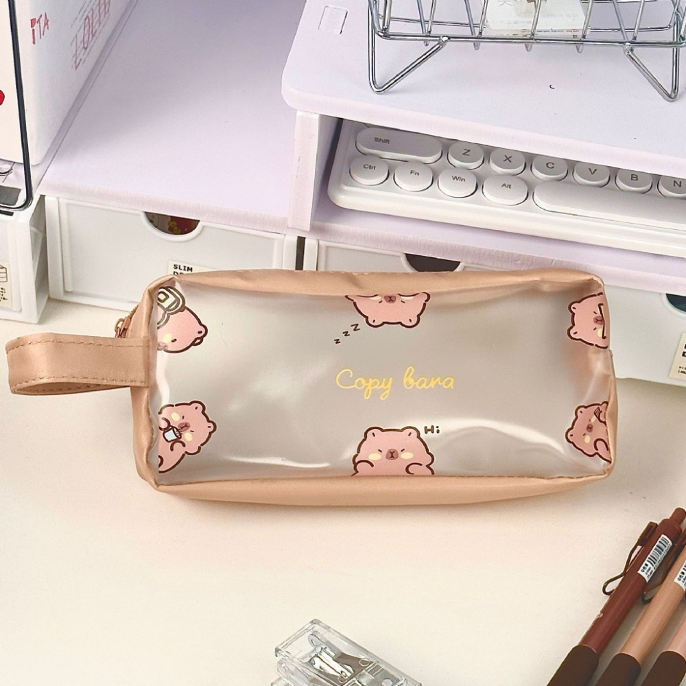 可手提 大容量筆袋 卡皮巴拉透明筆袋 款式隨機-細節圖8