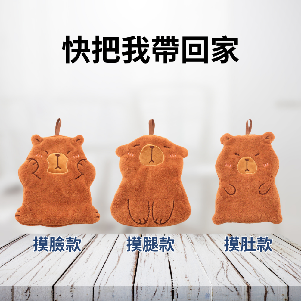 【AMISS】卡皮巴拉擦手巾 珊瑚絨毛巾 3條/組-細節圖2
