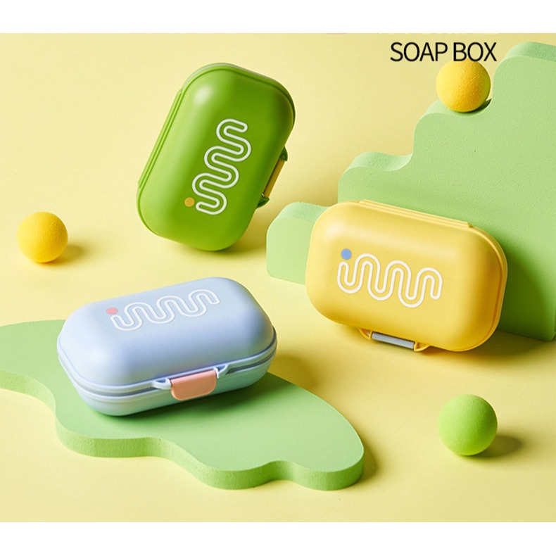多巴胺色系 創意帶蓋密封肥皂盒 3色-細節圖2