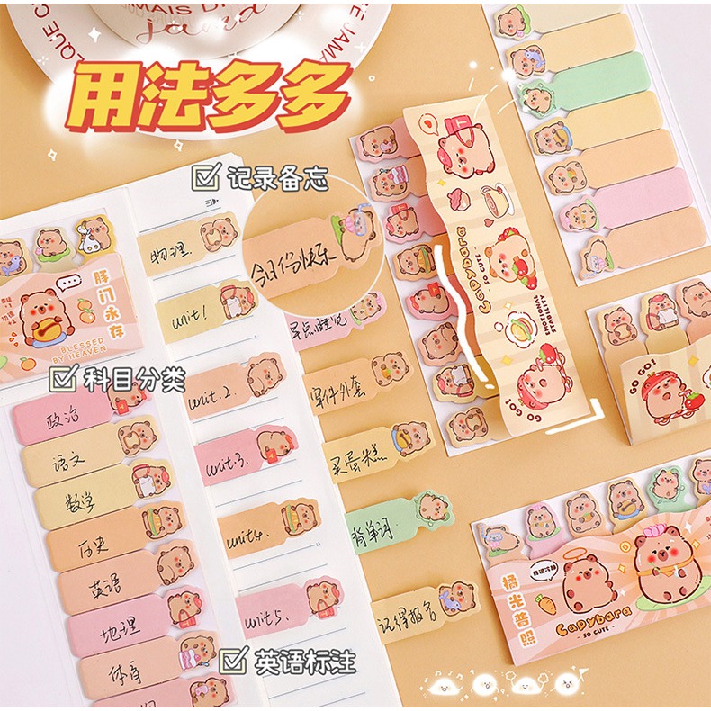 卡皮巴拉索引便利貼 備忘錄 120貼 2款-細節圖7