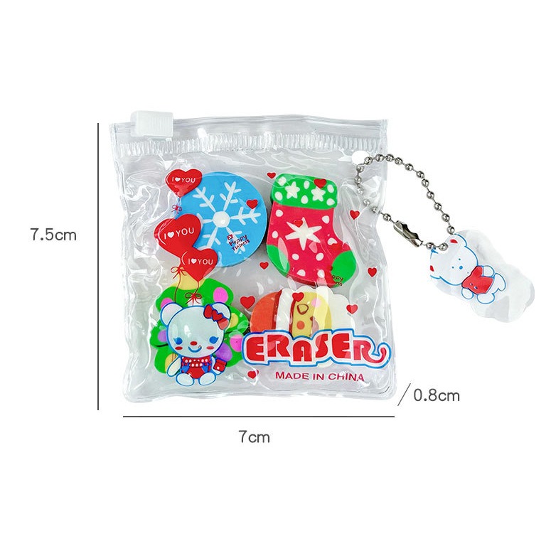 聖誕節造型 橡皮擦 4入/組-細節圖4