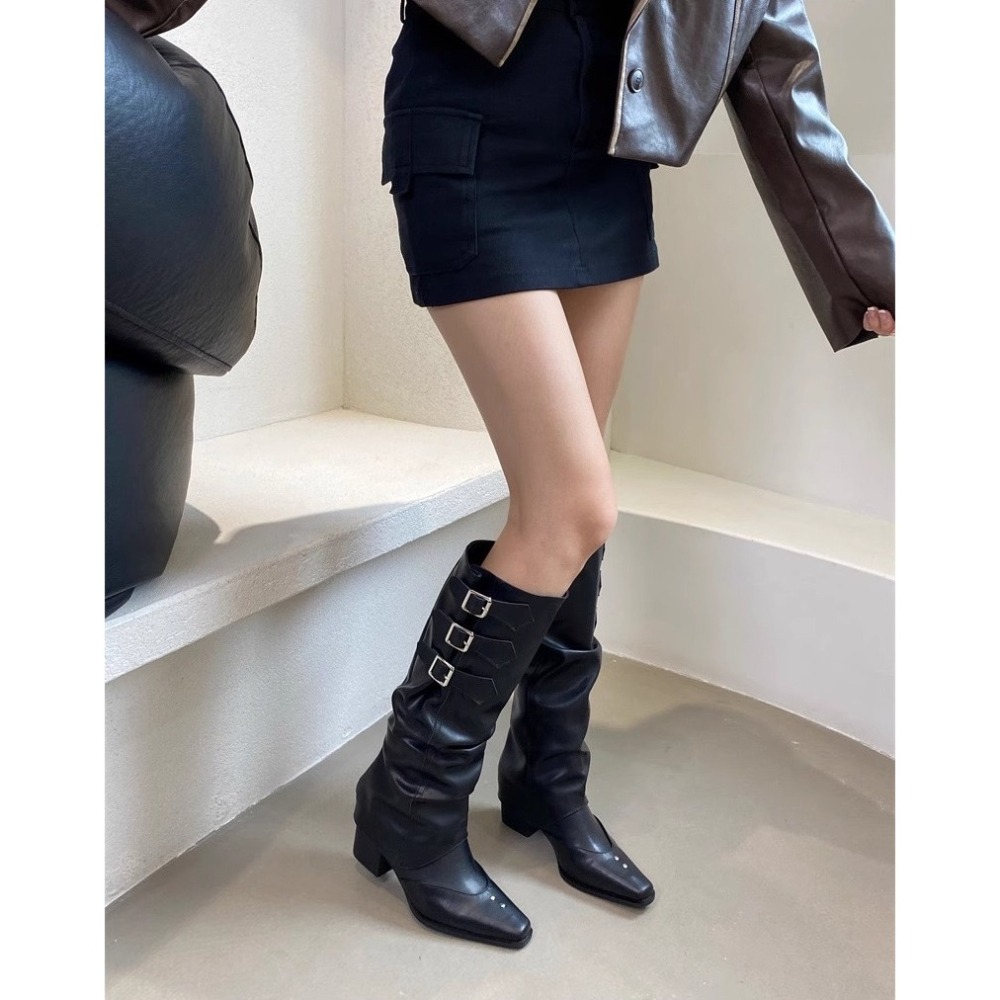 兩穿 靴筒可拆 西部復古長筒褲管靴 騎士靴 2色-細節圖2