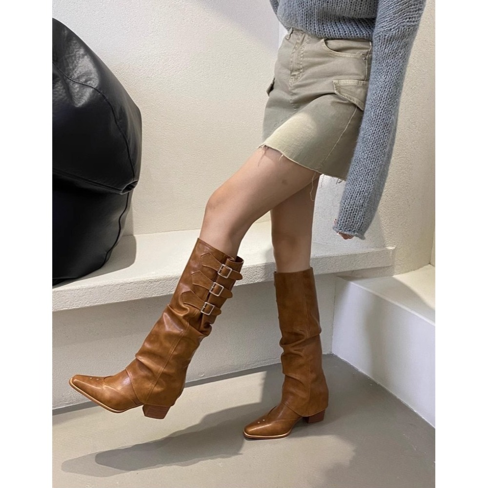 兩穿 靴筒可拆 西部復古長筒褲管靴 騎士靴 2色-細節圖3