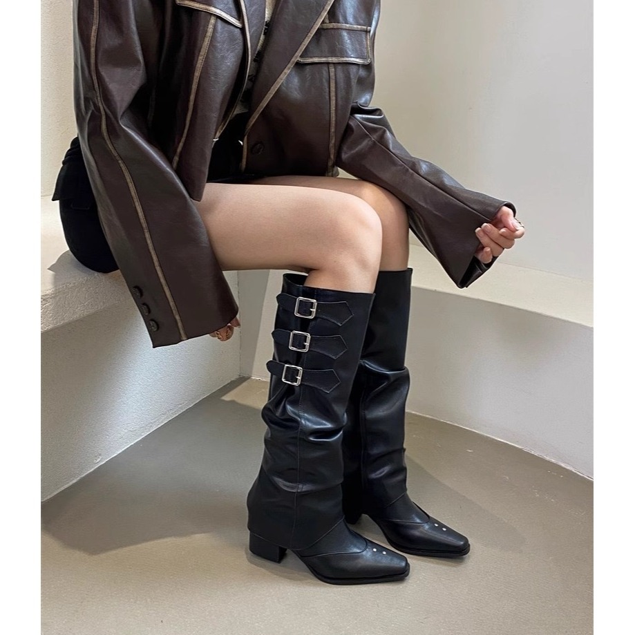 兩穿 靴筒可拆 西部復古長筒褲管靴 騎士靴 2色-細節圖8