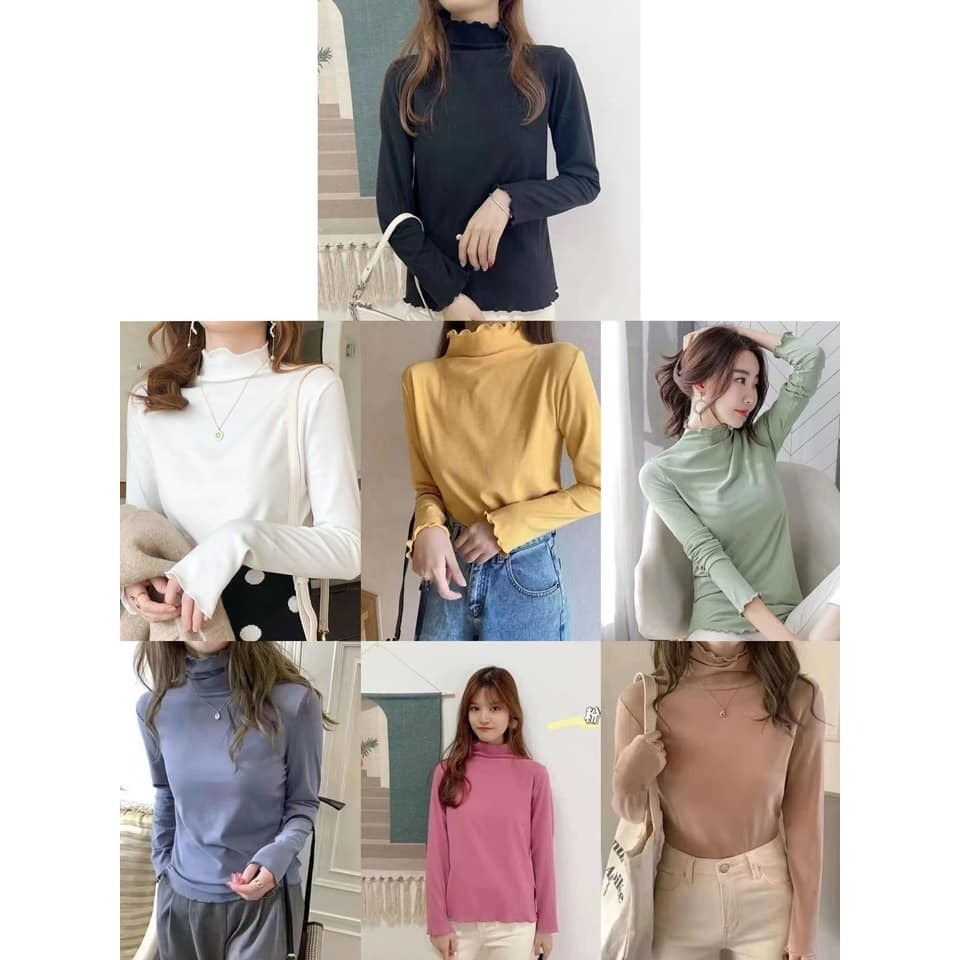 韓版 木耳邊 打底長袖上衣 7色-細節圖9
