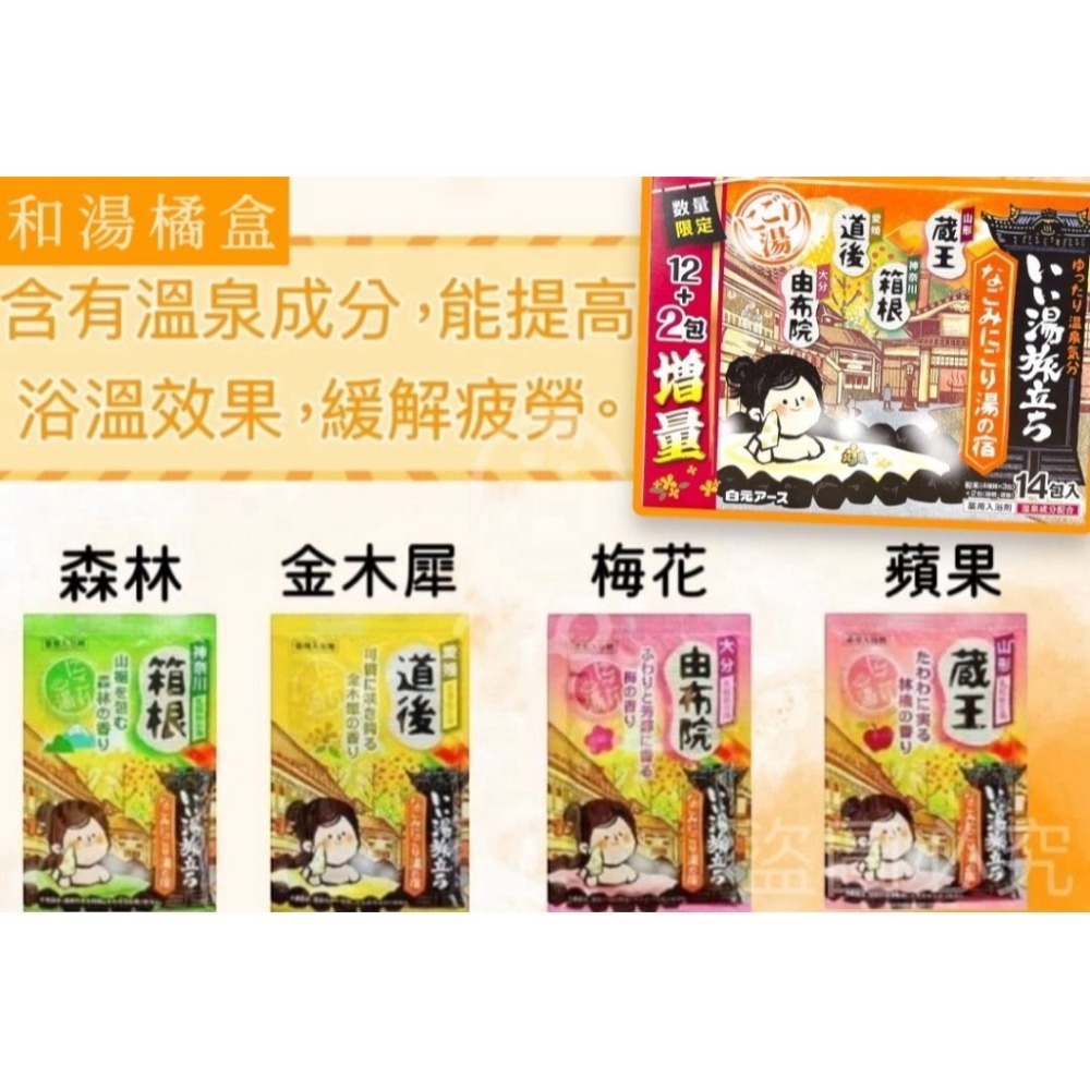 增量版 日本白元 名湯系列 溫泉泡澡粉 14包/盒 6款-細節圖5