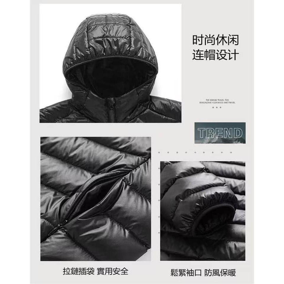 極輕保暖 輕羽絨棉 連帽外套 5色-細節圖4