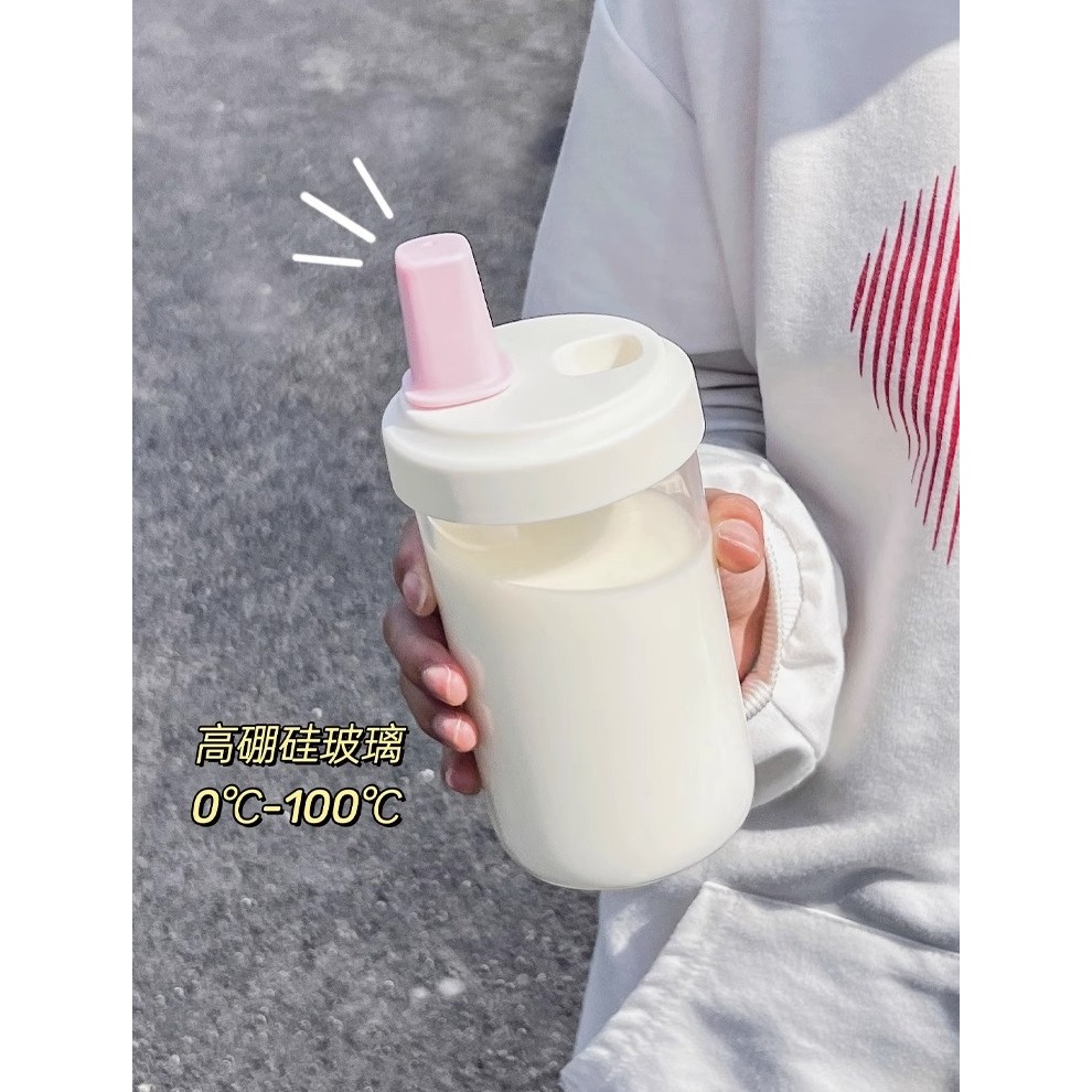 簡約風 粗吸管玻璃杯 隨行杯 2款4色-細節圖2