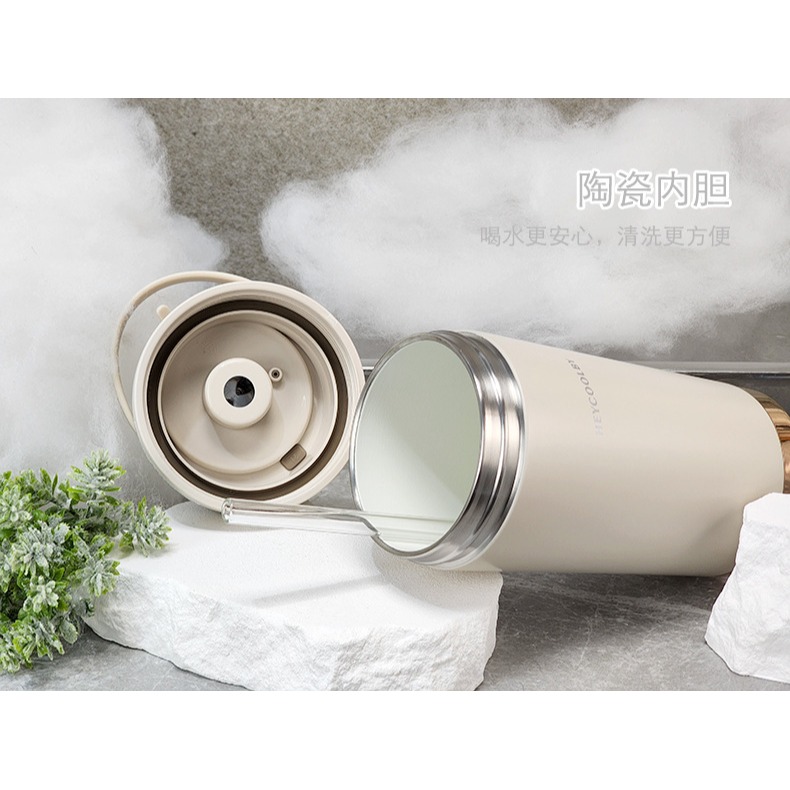 四季隨行高顏值 陶瓷內膽 雙飲保溫杯 吸管咖啡杯 2款6色-細節圖4