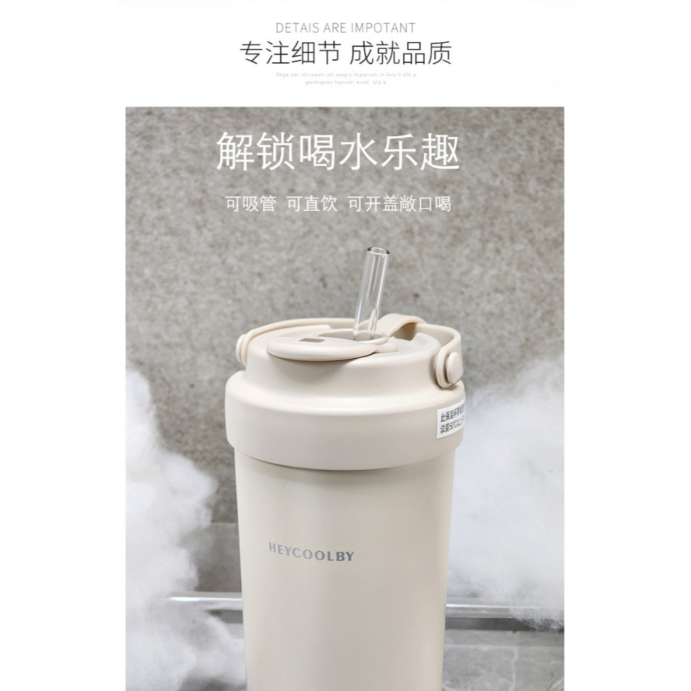 四季隨行高顏值 陶瓷內膽 雙飲保溫杯 吸管咖啡杯 2款6色-細節圖5