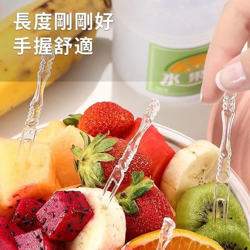 竹節紋 透明水果叉 200支/盒-細節圖2