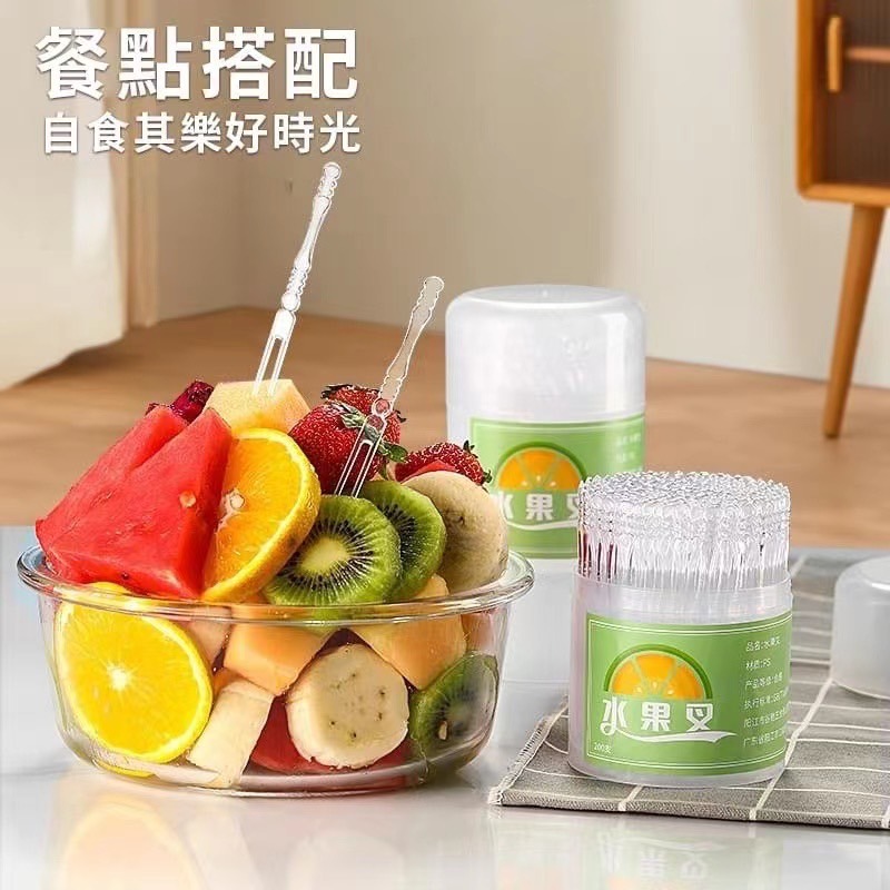 竹節紋 透明水果叉 200支/盒-細節圖3