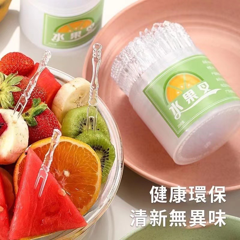 竹節紋 透明水果叉 200支/盒-細節圖4