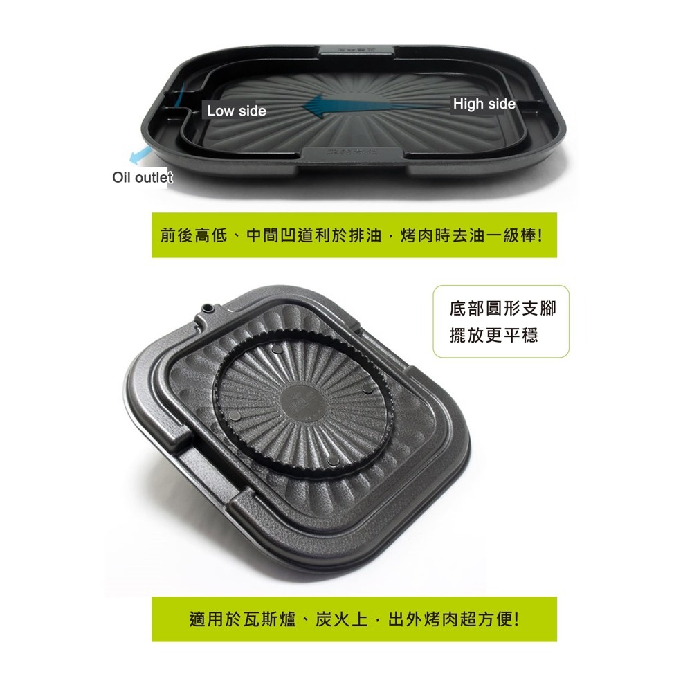 韓國原裝鑄造【LEHE HOME】排油煎蛋 萬用烤盤 30cm-細節圖3