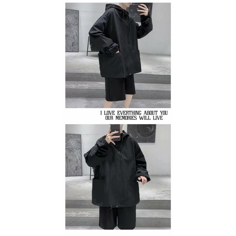 暗黑系 工裝連帽長袖衛衣 2色-細節圖2