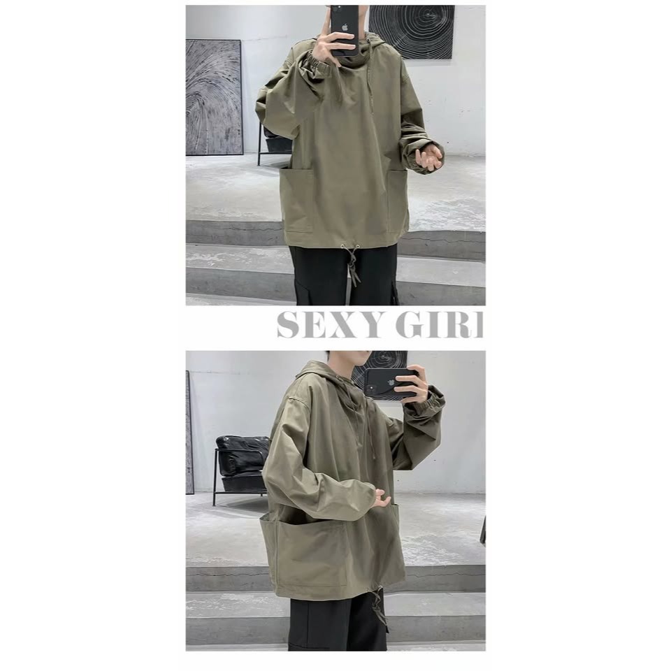 暗黑系 工裝連帽長袖衛衣 2色-細節圖3