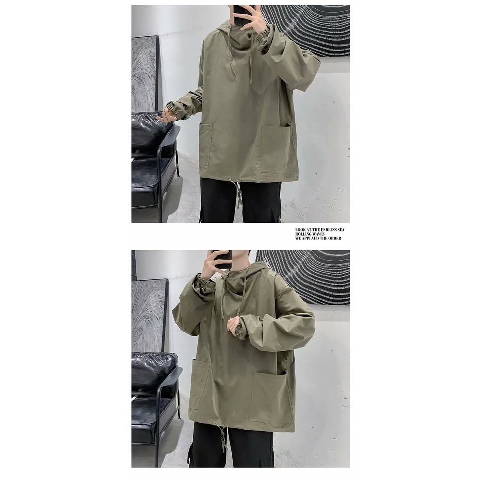 暗黑系 工裝連帽長袖衛衣 2色-細節圖5