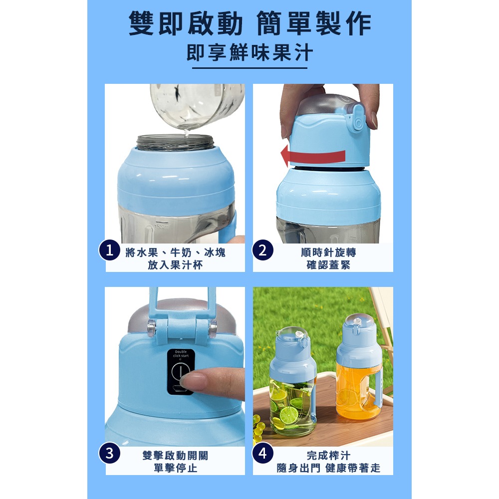 墩墩桶 大容量1.5L 隨行果汁杯 榨汁機 附吸管-細節圖7