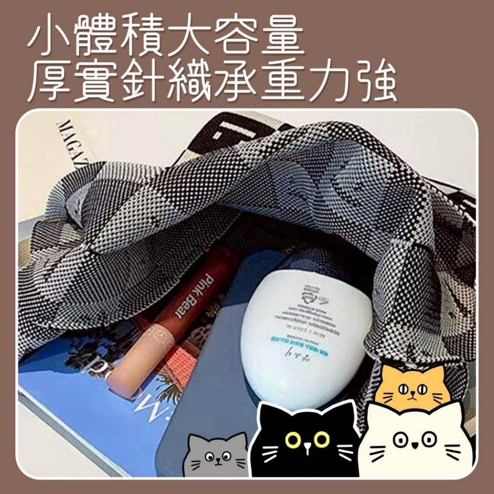 萌貓針織手提袋 顏色隨機-細節圖3