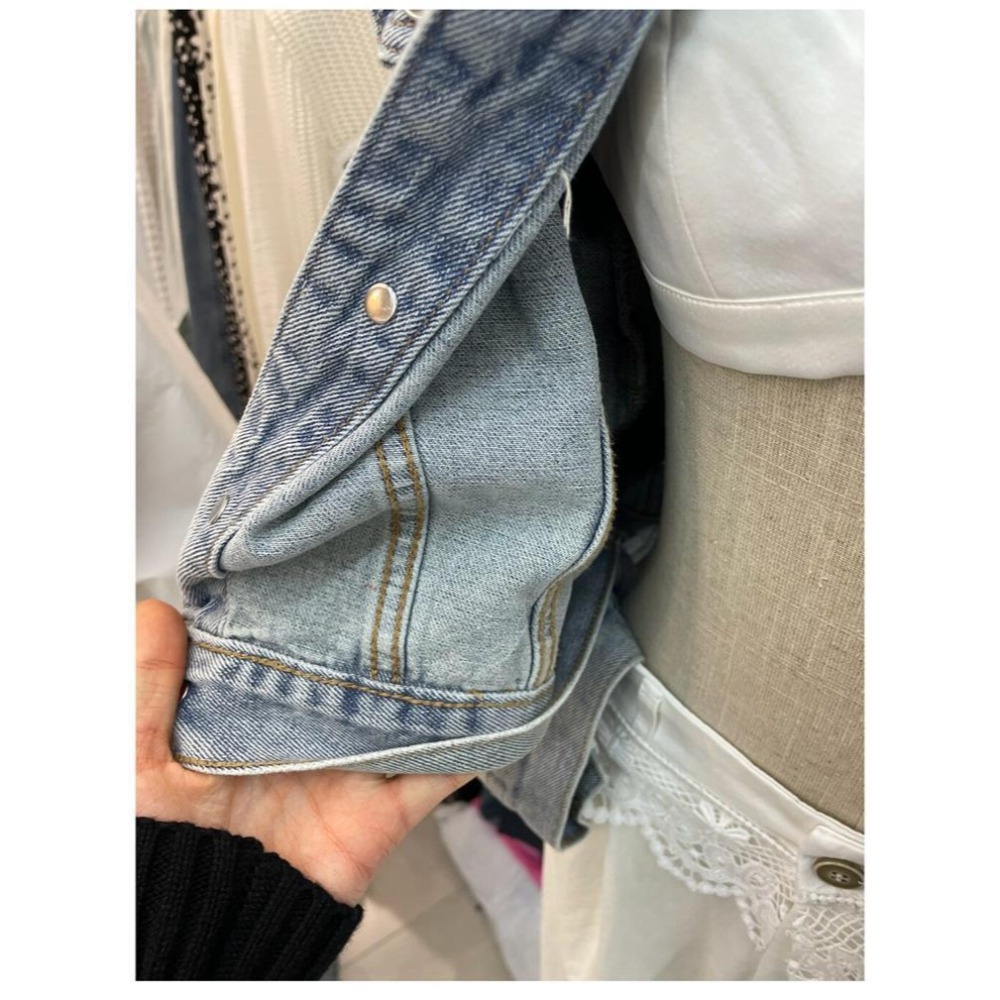 小香風 蕾絲連帽牛仔短外套-細節圖6