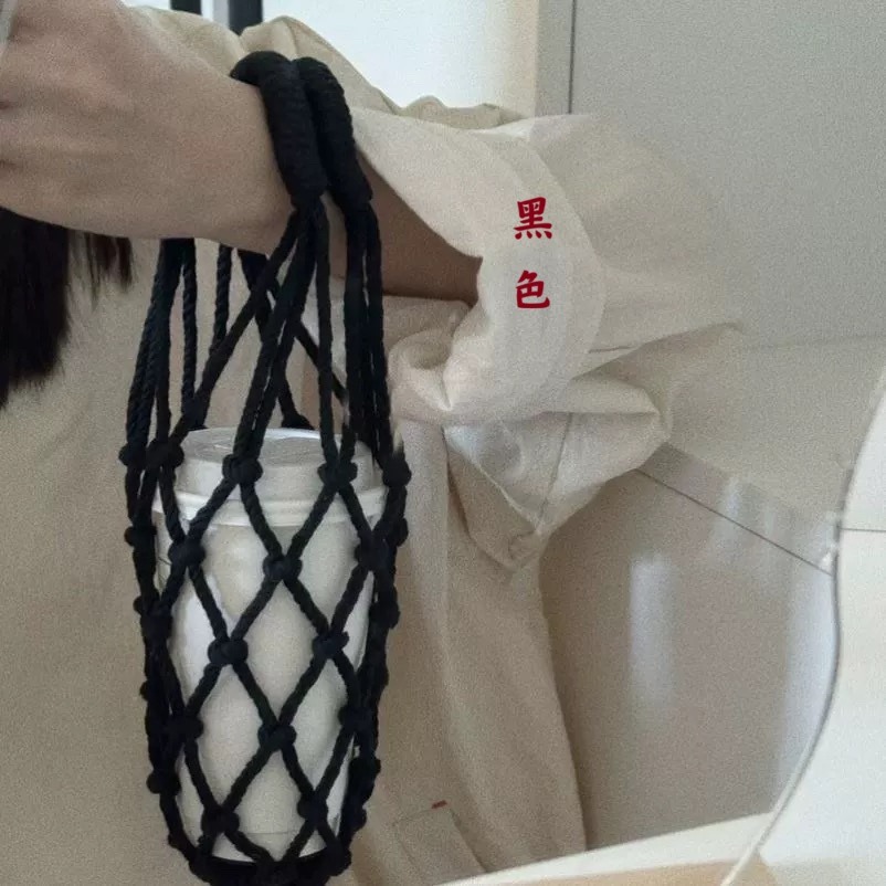 ins風 網兜麻繩杯袋 手提網袋 6色-細節圖6