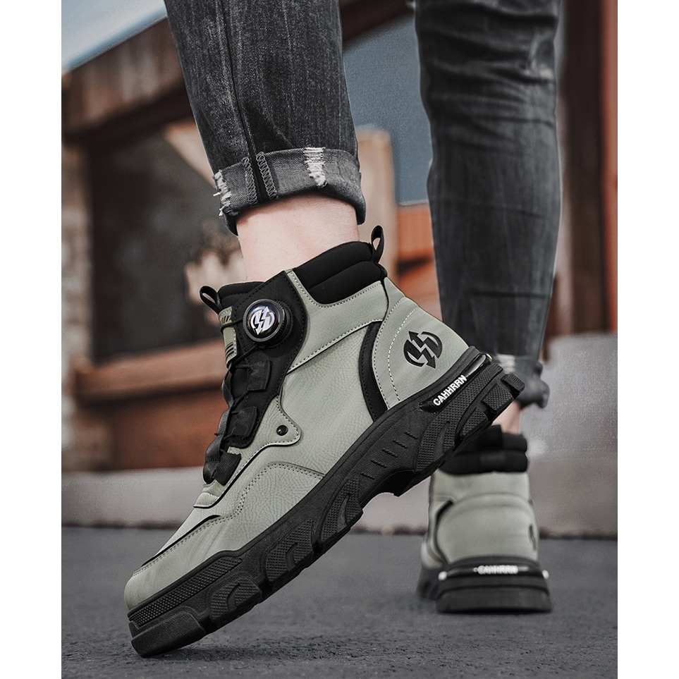 厚底增高 旋轉扣 皮面馬丁靴 登山短靴 3色-細節圖8