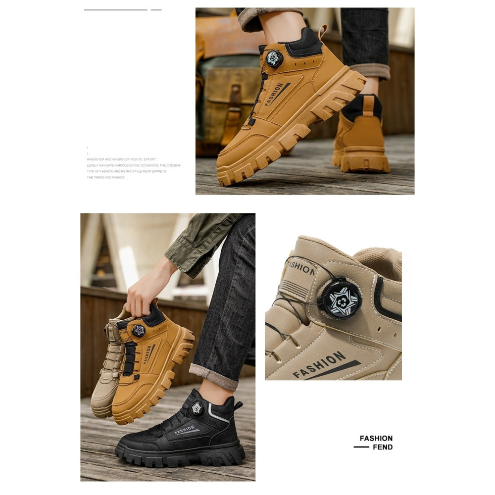 運動工裝風 旋轉扣馬丁靴 防潑水登山鞋 3色-細節圖3