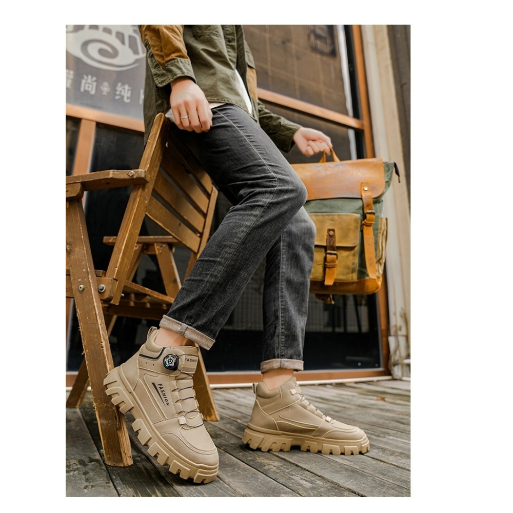 運動工裝風 旋轉扣馬丁靴 防潑水登山鞋 3色-細節圖6