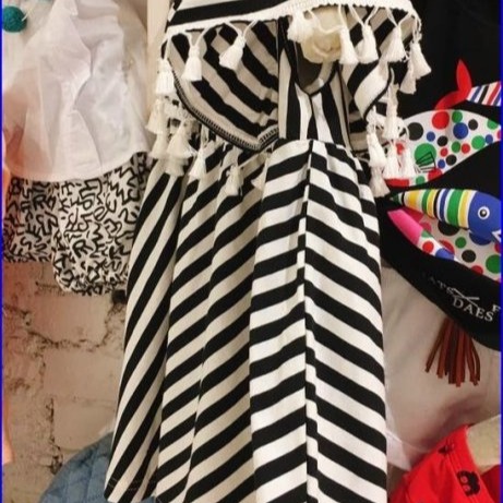 ※【黑白條紋流蘇袖洋裝/連身裙/連衣裙】尺寸：7號【零碼出清-116元】 ※-細節圖2