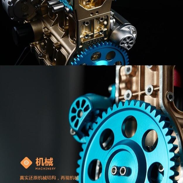 土星文化 金屬 4缸引擎 發動機模型-細節圖2