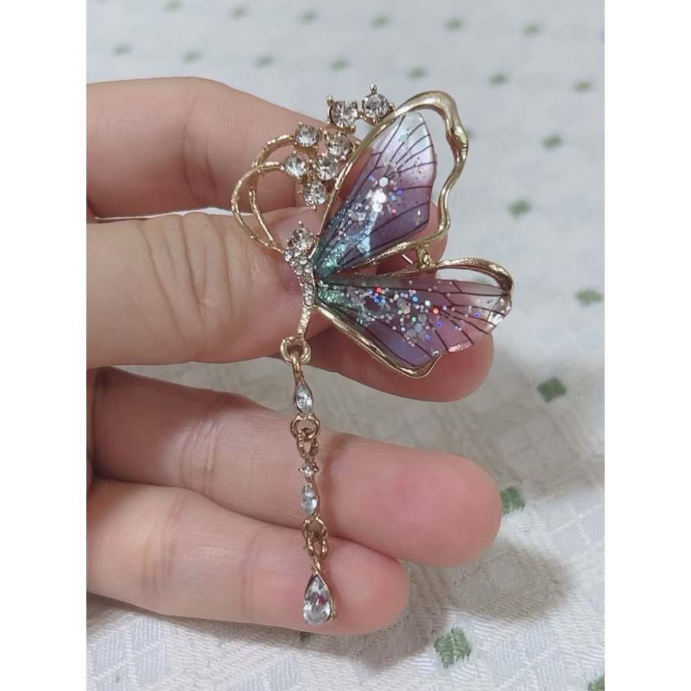B50 百變蝴蝶水鑽別針 胸針-細節圖3