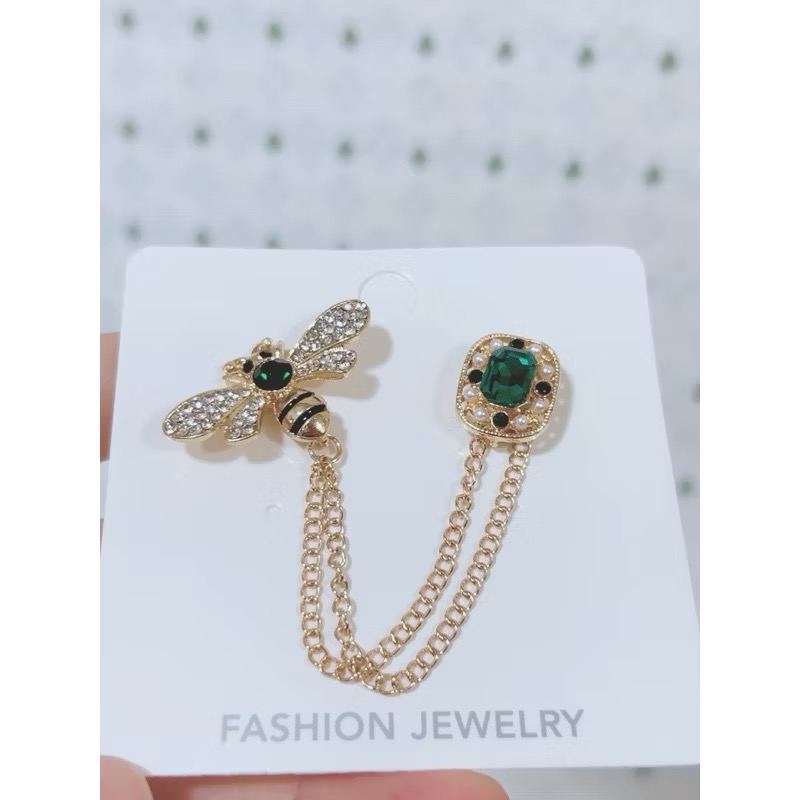 B11 蜜蜂流蘇 珍珠水鑽胸針 別針-細節圖2