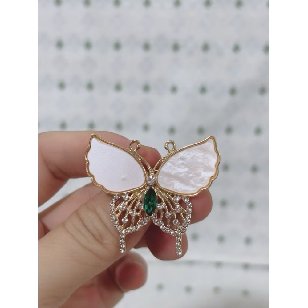 NG品 仿貝殼面水鑽蝴蝶胸針 別針（NG品）-細節圖2