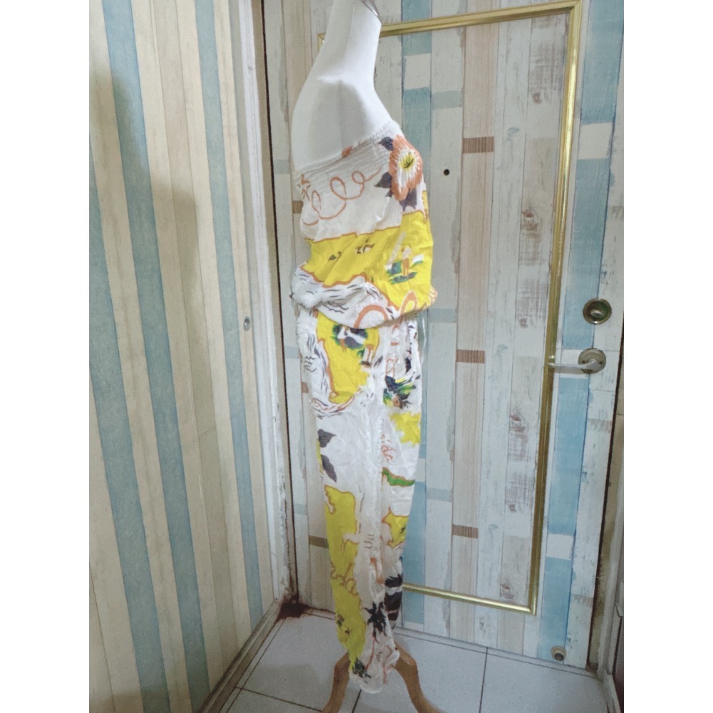 二手衣 夏威夷風 平口連身褲裝-細節圖2