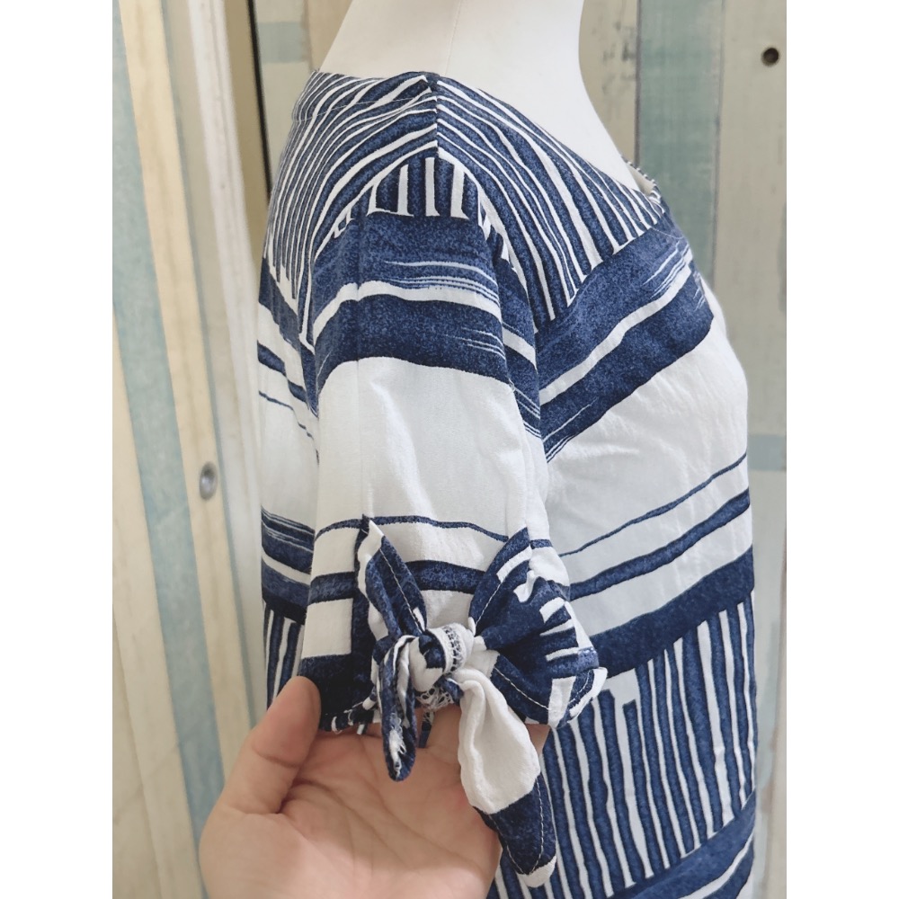 二手衣 棉質短袖條紋上衣-細節圖4