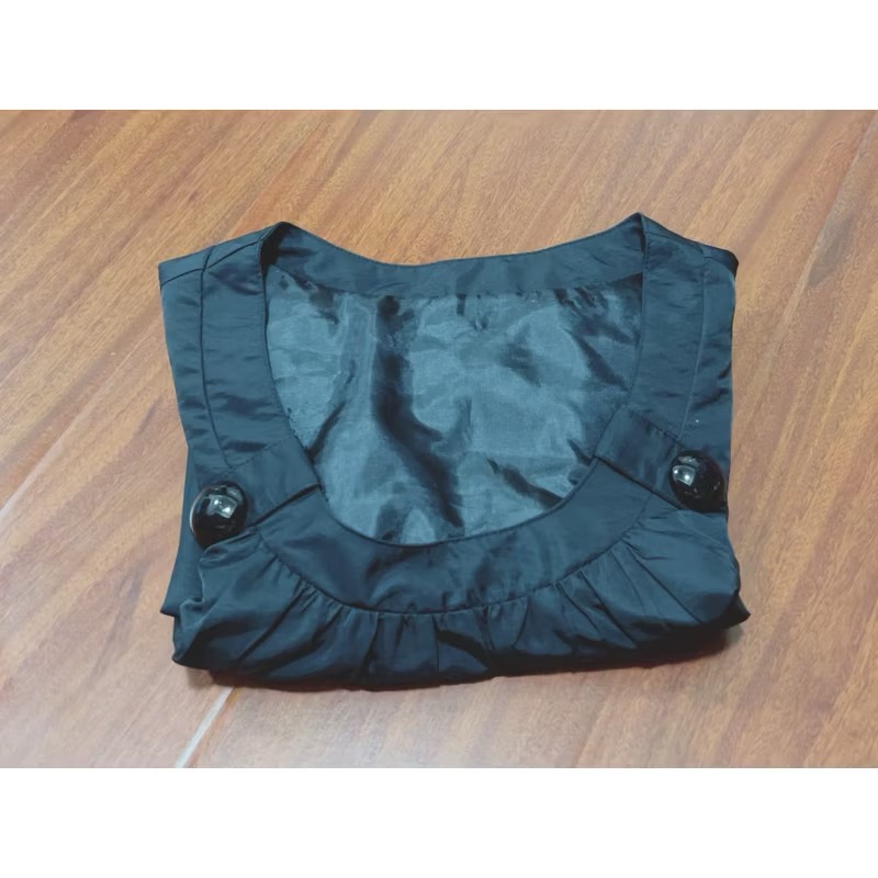 二手衣 黑色泡泡袖短洋裝-細節圖6