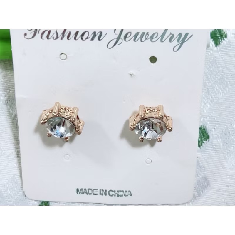 金色單鑽 水鑽大耳釘-細節圖3