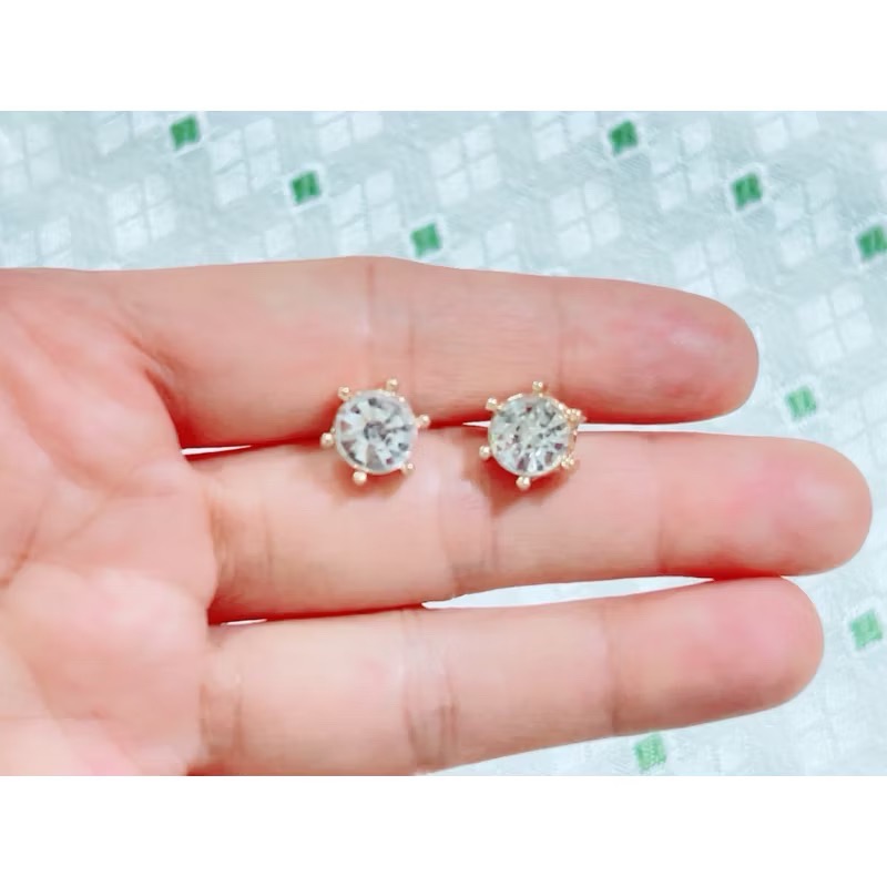 金色單鑽 水鑽大耳釘-細節圖4