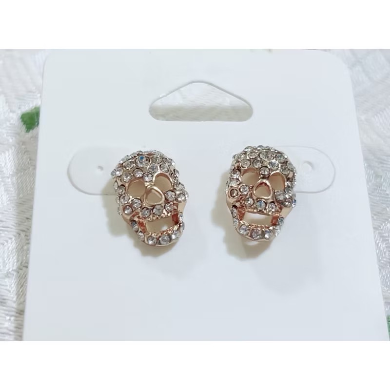 水鑽骷髏頭造型耳釘 耳環-細節圖2