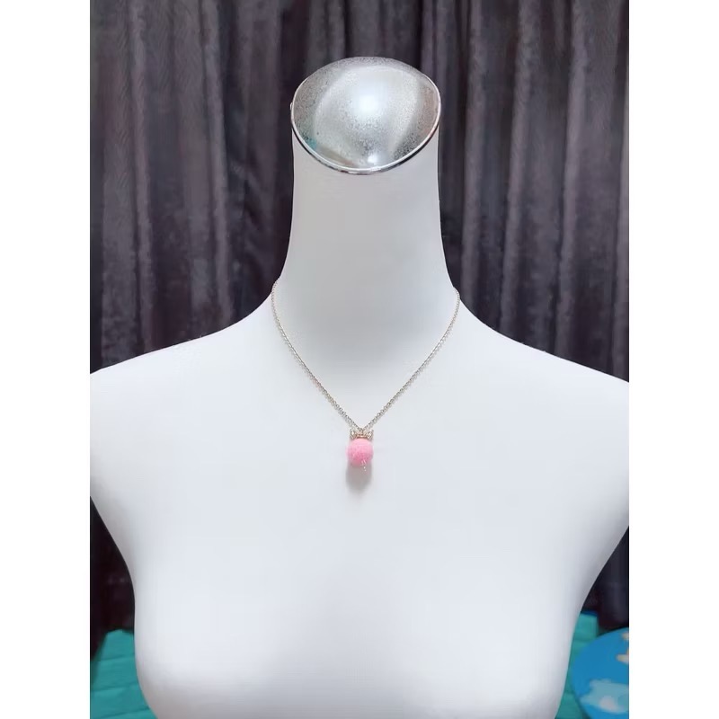 Claire’s 粉色毛球兔耳鎖骨鏈 項鍊-細節圖3