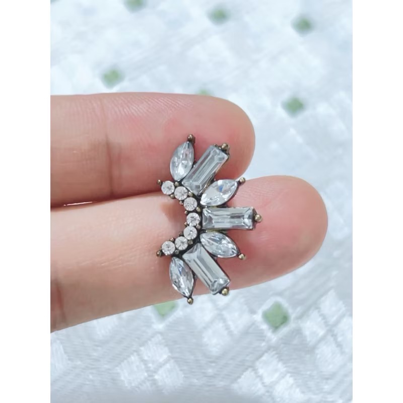 鋯石鑲鑽單邊耳釘 輕奢風-細節圖2