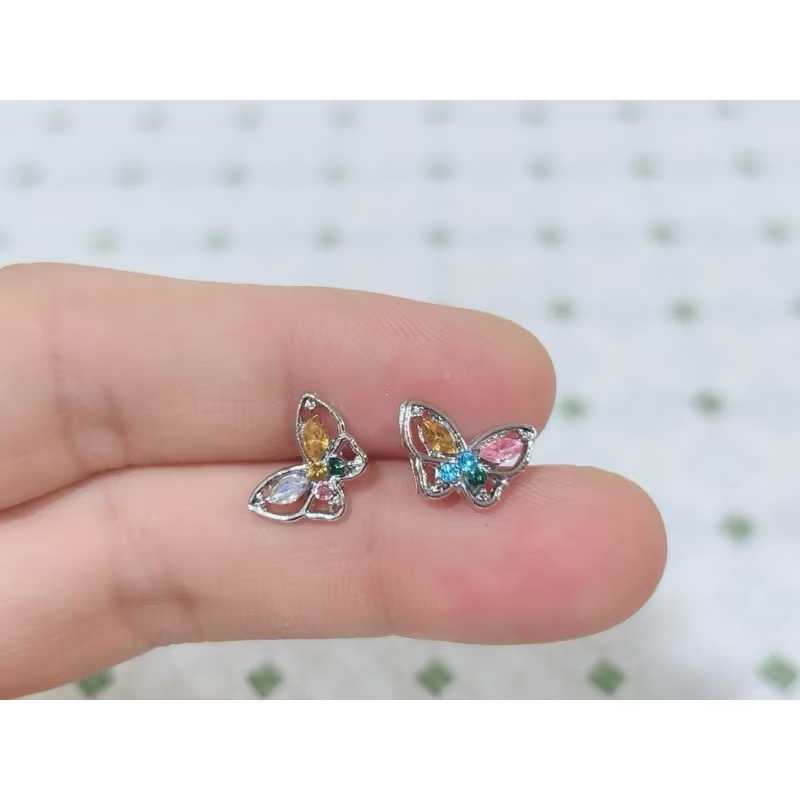 A007彩鑽 蝴蝶耳環 耳針-細節圖2