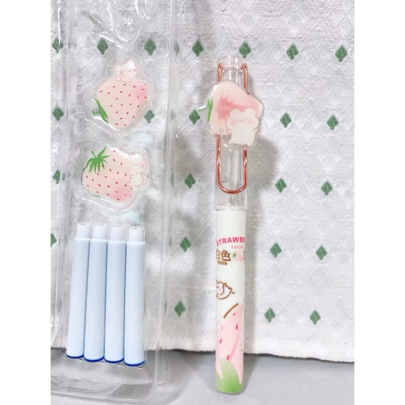 白色戀果草莓鋼筆禮盒-細節圖3