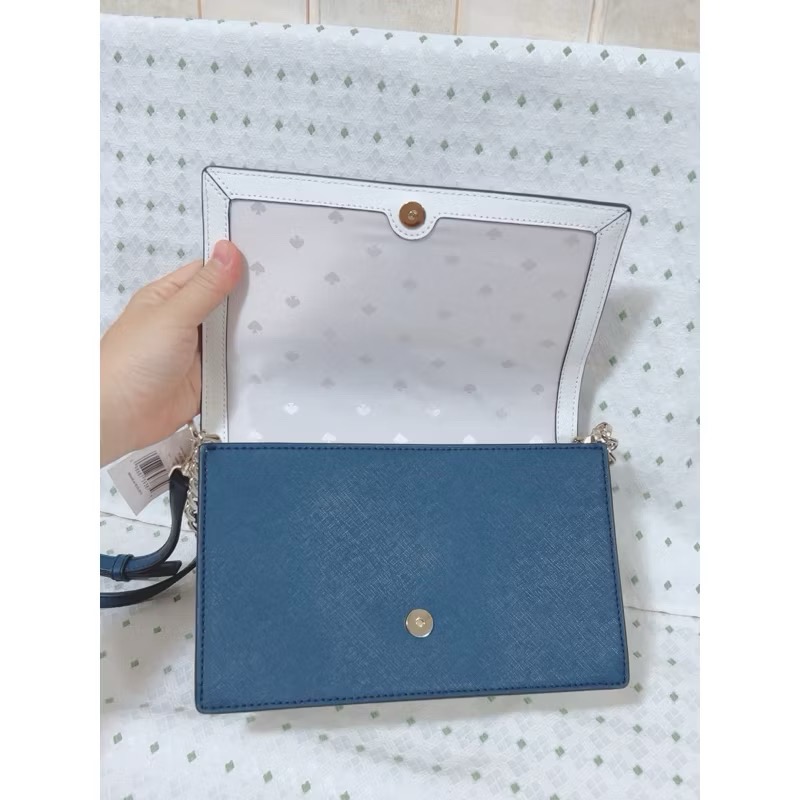 Kate Spade 撞色防刮皮革磁釦鍊帶斜背兩用包-細節圖3
