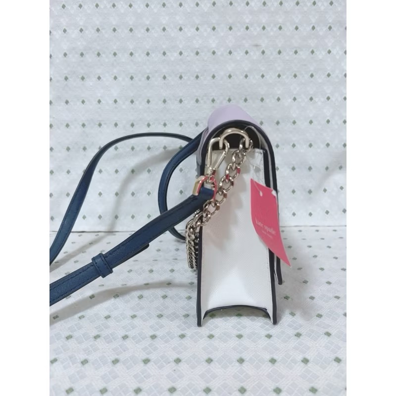 Kate Spade 撞色防刮皮革磁釦鍊帶斜背兩用包-細節圖4