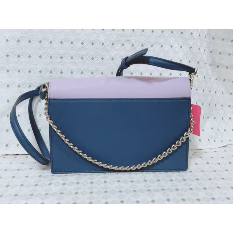 Kate Spade 撞色防刮皮革磁釦鍊帶斜背兩用包-細節圖5