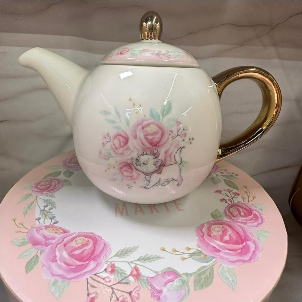 全新 正版 日本 東京 迪士尼 迪士尼商店 限定 瑪麗貓 陶瓷 茶壺 禮盒組 《日本玩具屋》-細節圖4