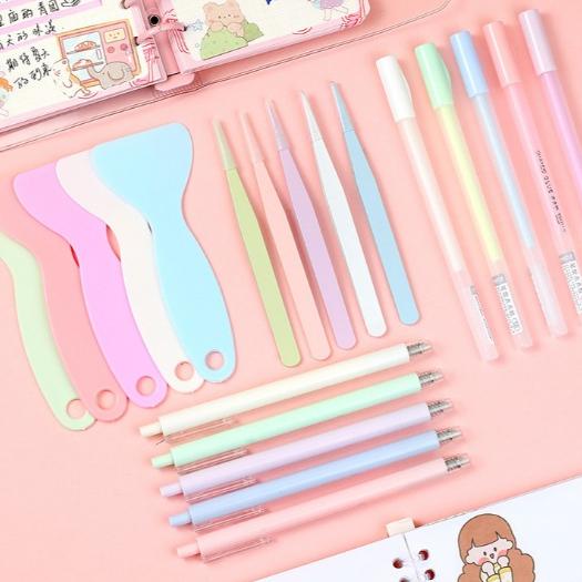 【小薰選品】台灣現貨 手帳工具四件組 點點膠 陶瓷刻刀 刮刀 推平鏟 鏟子鑷子 工具組 初學者套裝 DIY工具組-細節圖5