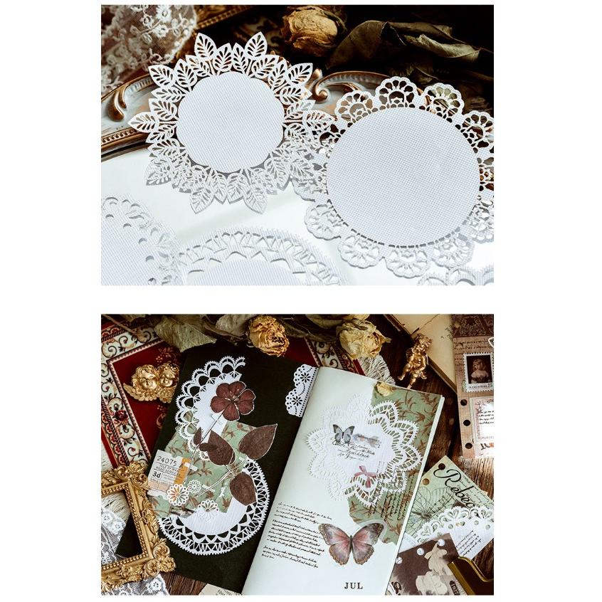 【小薰選品】台灣現貨 陌墨 鏤空蕾絲紙 愛麗絲茶話會系列 打底紙 襯紙 背景紙 手帳裝飾 diy 手帳貼紙-細節圖6